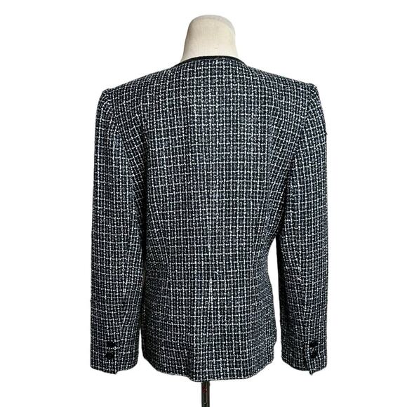 Sag Harbor black tweed sequin trim detail button blazer size 12 - Picture 2 of 10